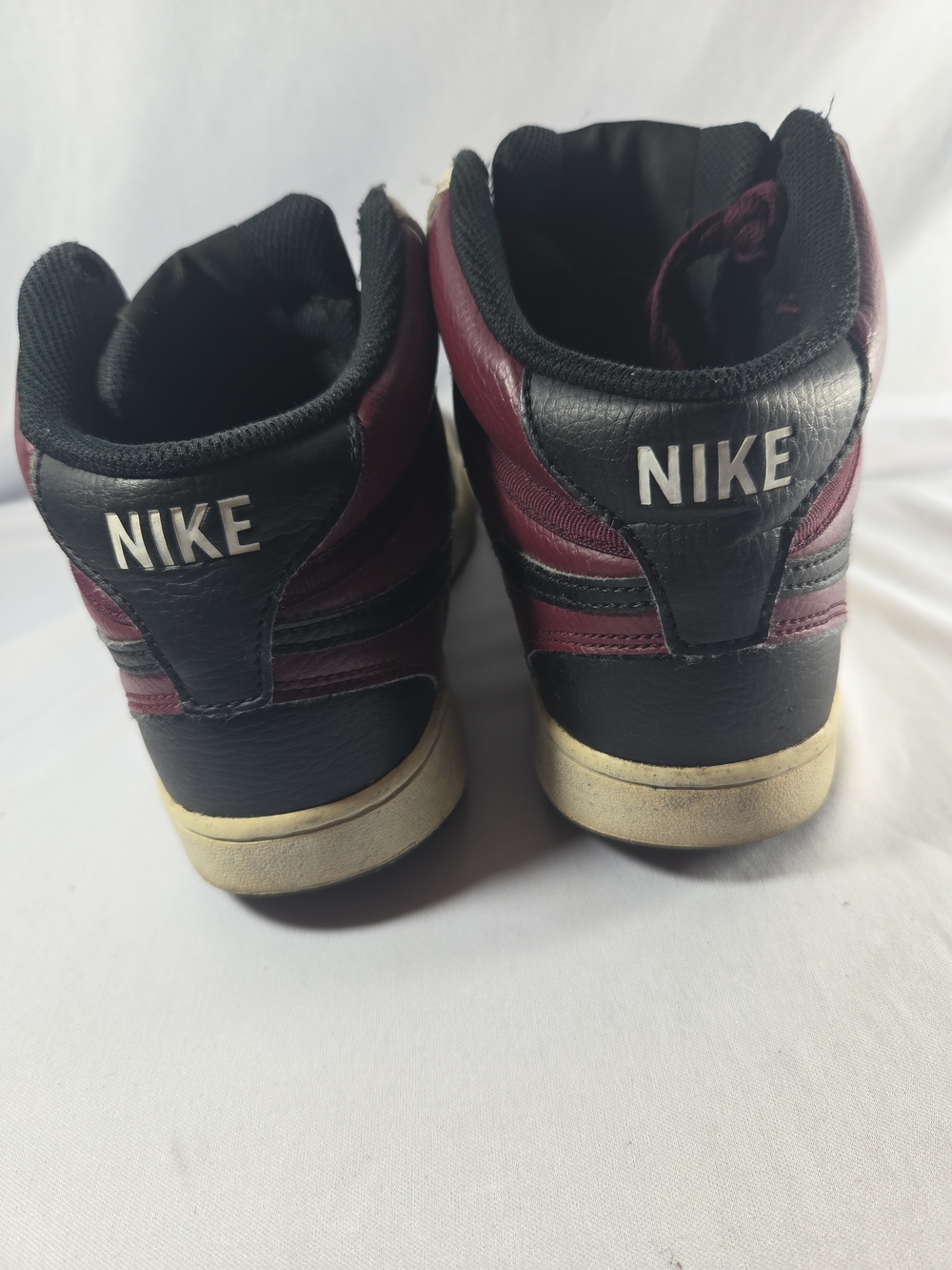 Nike High Top Sneakers in Burgundy, Black & Cream - Picture 3 of 9